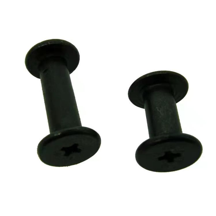 Schwarze M3-Chicago-Schraube aus Edelstahl mit flachem Kopf für Leder
