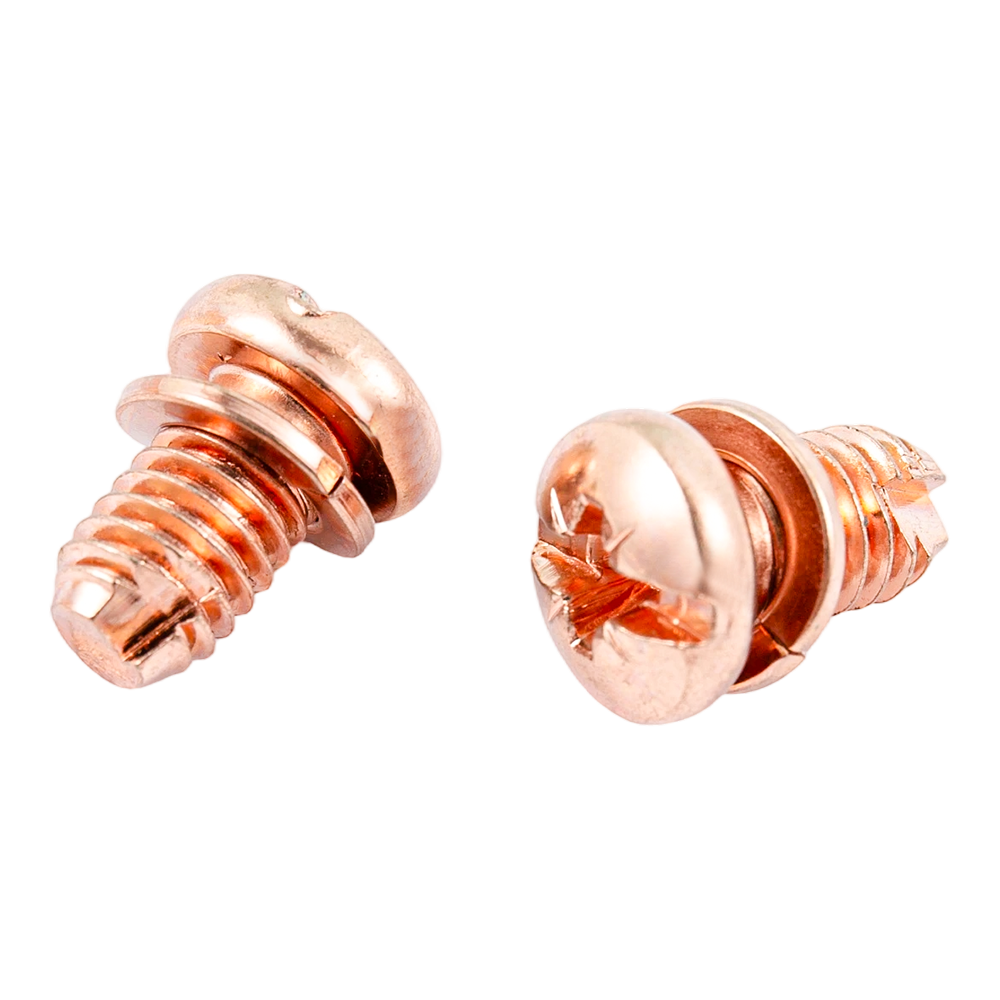 Flachkopfschrauben in Sonderfarbe mit Feder und Unterlegscheibe Flachkopfschrauben in Sonderfarbe mit Feder und Unterlegscheibe