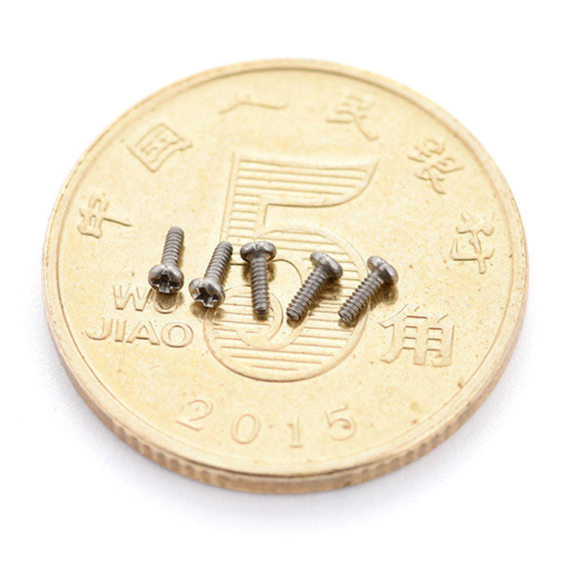Kleine Mikro-Kreuzschrauben aus Edelstahl mit halbrundem Kopf Kleine Mikro-Kreuzschrauben aus Edelstahl mit halbrundem Kopf