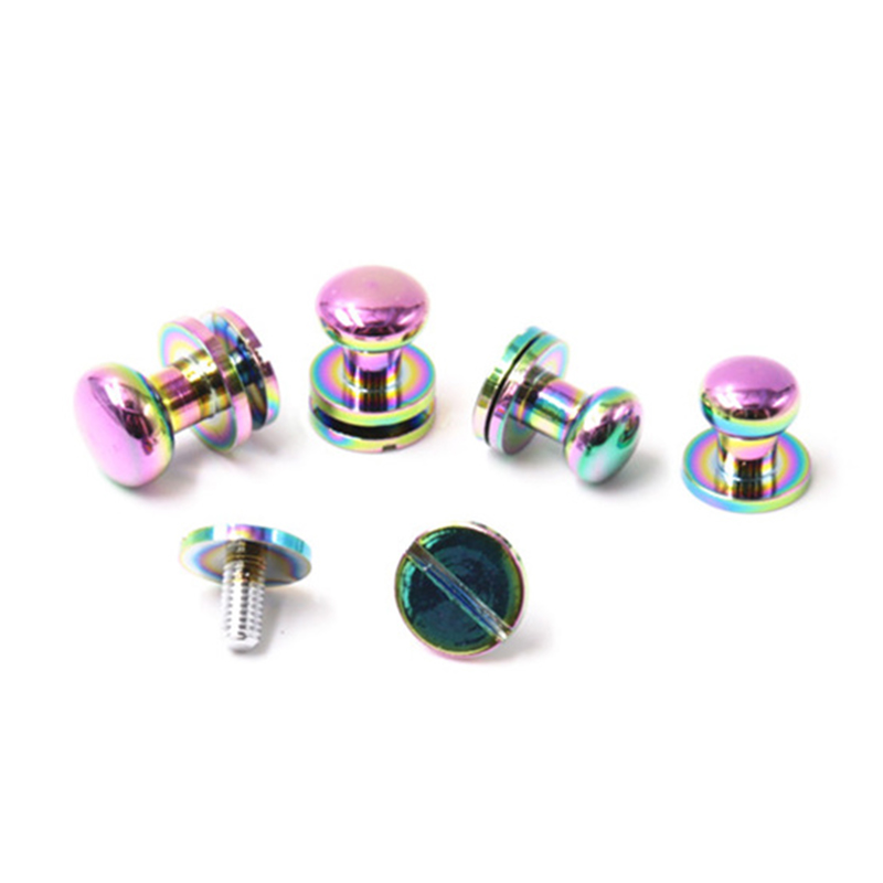 Regenbogenfarbene 8-mm-Sam-Brown-Nieten aus Messing für Ledergürtel Regenbogenfarbene 8-mm-Sam-Brown-Nieten aus Messing für Ledergürtel