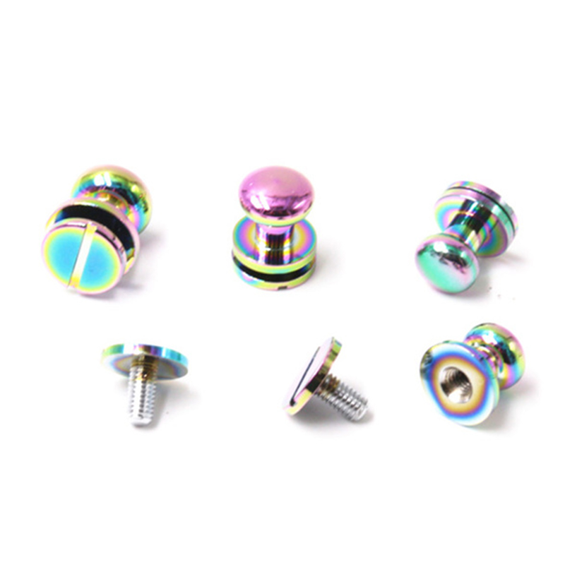Maßgeschneiderte regenbogenfarbene 7 mm Sam Browne-Nieten aus Messing für die Handtasche Maßgeschneiderte regenbogenfarbene 7 mm Sam Browne-Nieten aus Messing für die Handtasche