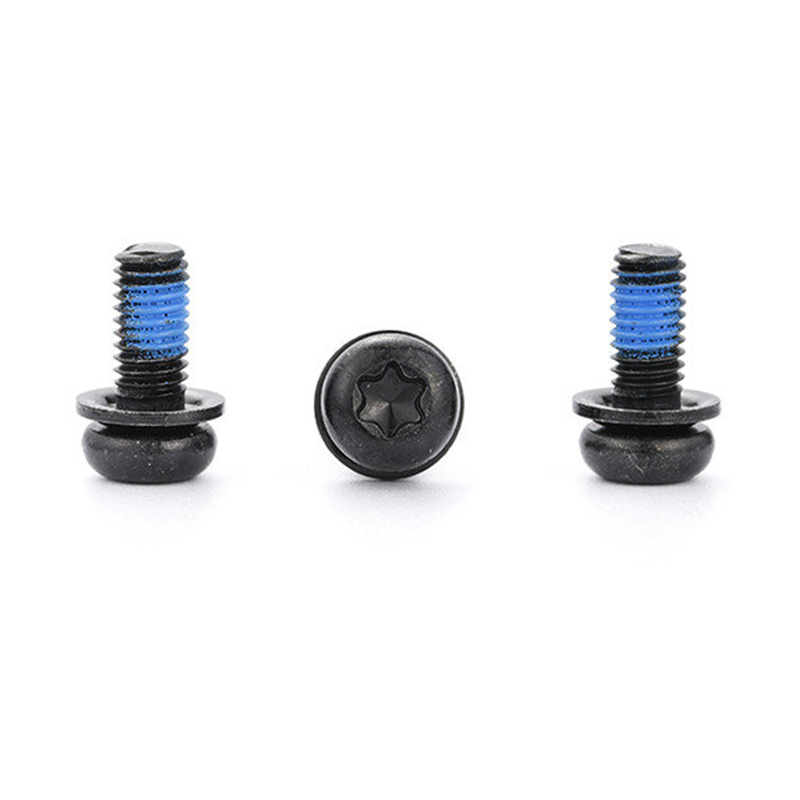 Schwarze Rundkopf-Torx-Micro-Mini-Dreifachschraube mit Nylon-Patch Schwarze Rundkopf-Torx-Micro-Mini-Dreifachschraube mit Nylon-Patch