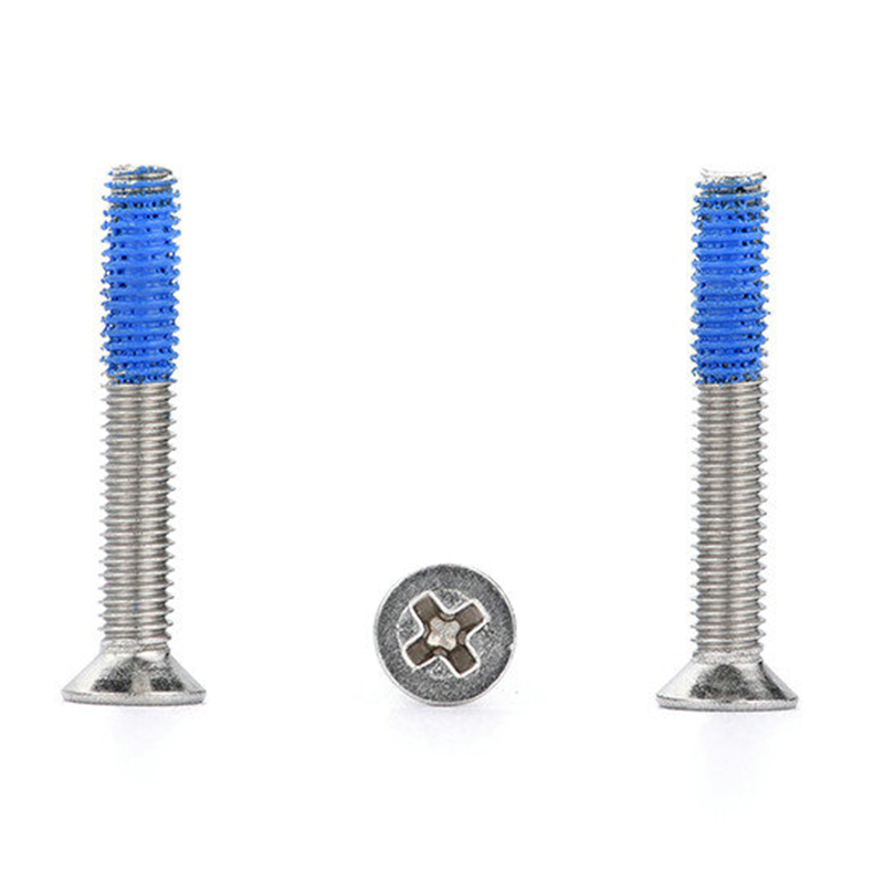 M3 Edelstahl-Senkkopf-PH2-Maschinenschrauben mit Nylon-Patch