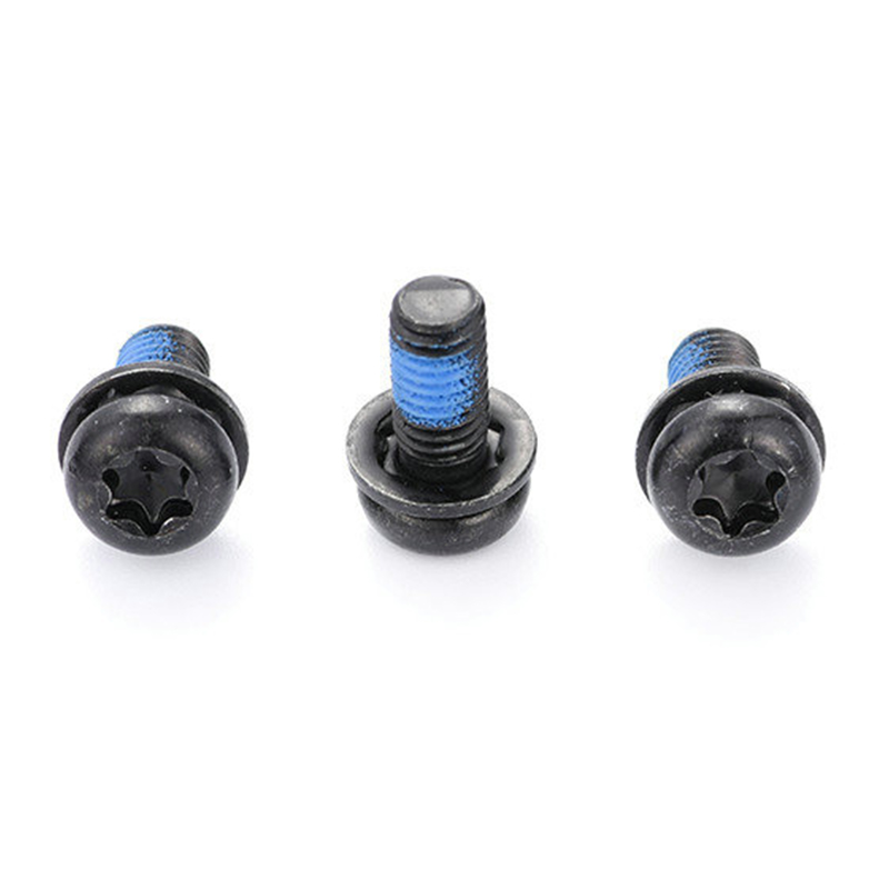 Schwarze Torx-Dreifachschraube mit rundem Kopf und Nylonbesatz Schwarze Torx-Dreifachschraube mit rundem Kopf und Nylonbesatz