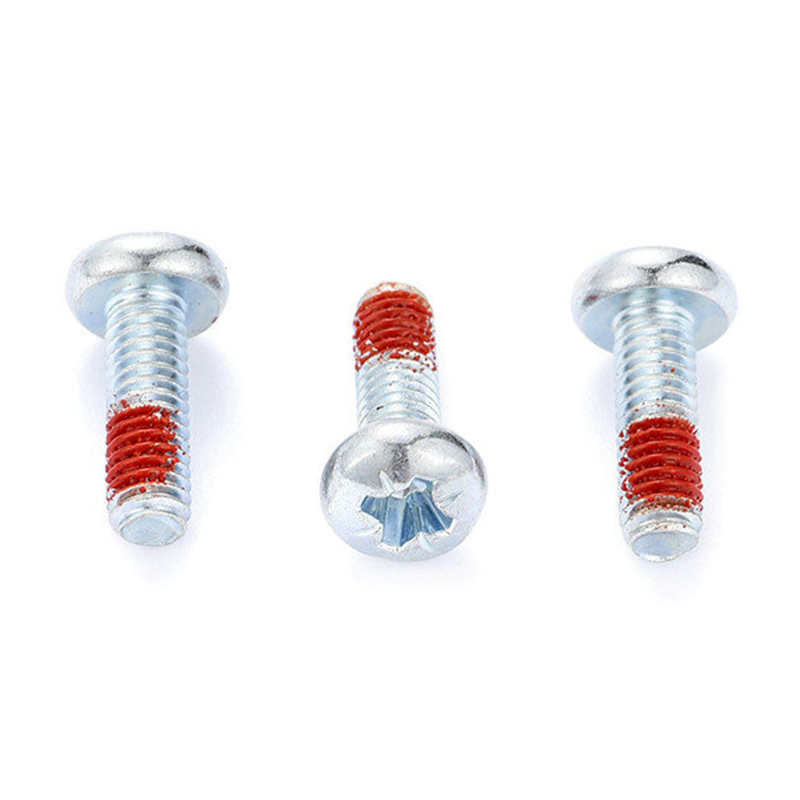 M3-Flachkopf-Pozi-Schraubendreher-Maschinenschraube mit rotem Nylon-Patch